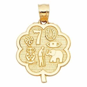 14k Yellow Gold Lucky Flower Symbols Pendant charm